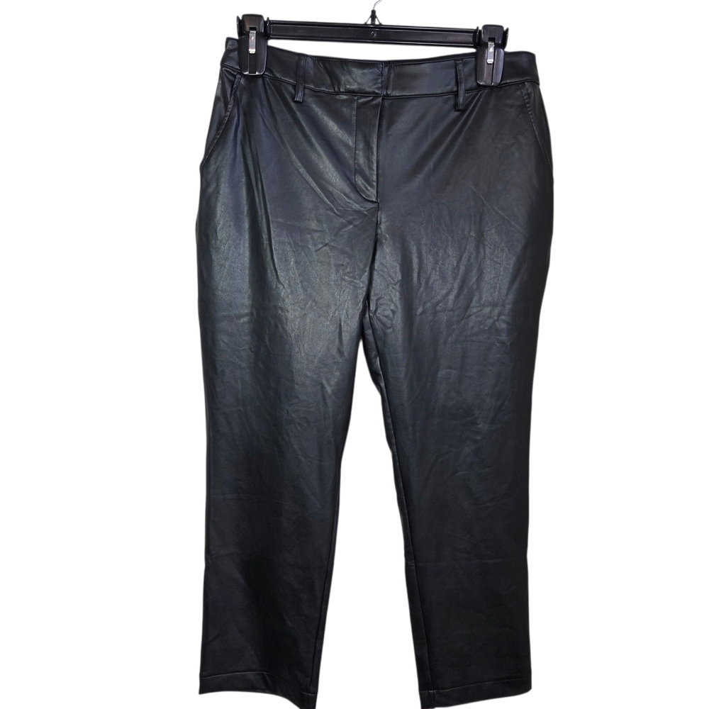 Cleo Straight Leg Pleather Pants In Black Size 10